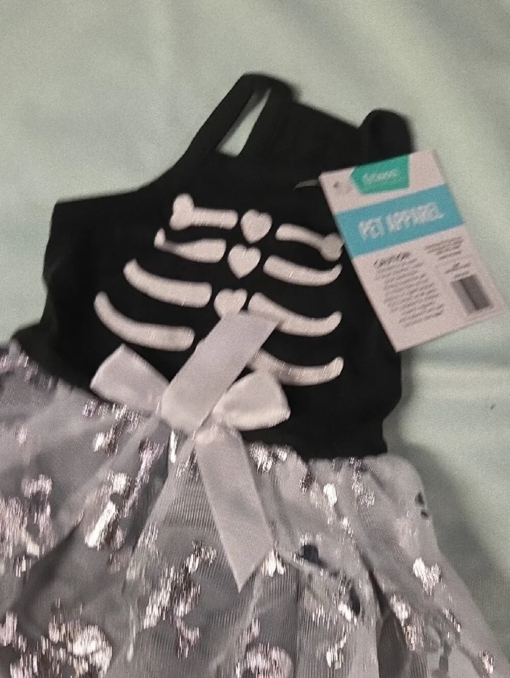 Frisco Black & Silver Skeleton Tutu Dress for Dogs